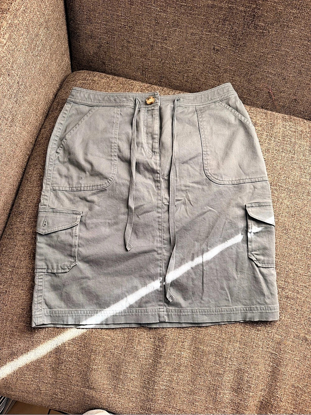 L.L.Bean Favorite Fit Drawstring Cargo Skirt Gray Size 6